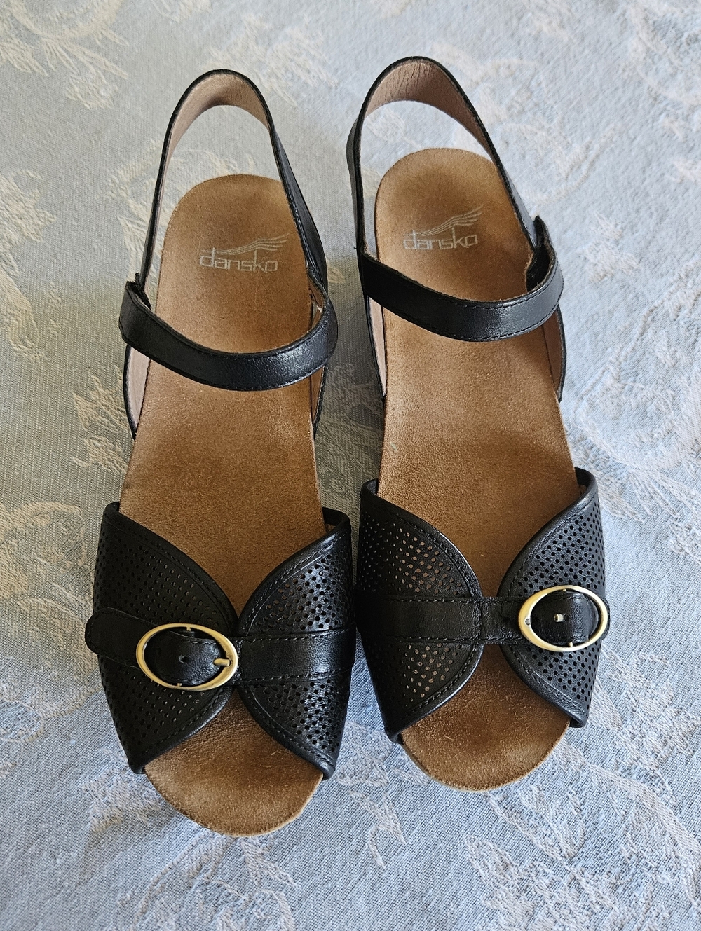 Dansko Black Sandals Wedge Heel  Double Adjustable Straps, Comfort Size 39 - Picture 3 of 9